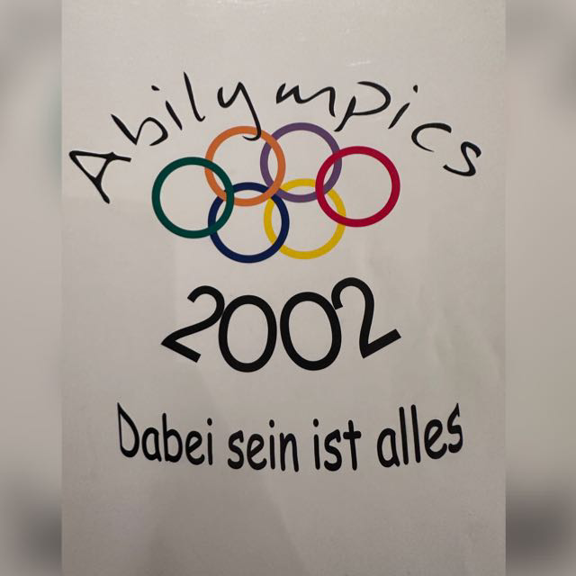 Unser Original-Logo: Abilympics 2002 – Dabei sein ist alles